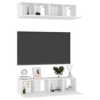 Berkfield Home TV Cabinets 4 pcs White 60x30x30 cm Engineered Wood | Size: 60 x 30 x 30 cm