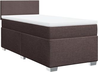 vidaXL Vidaxl - Cama Box Spring Con Colch&oacute;n Tela Marr&oacute;n Oscuro 90x200 Cm