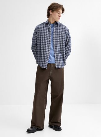 HUGO BOSS Mens White topstitching baggy pant