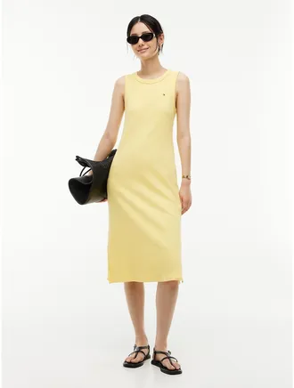 Tommy Hilfiger Womens Rib-Knit Tank Dress - Citronella - XXL