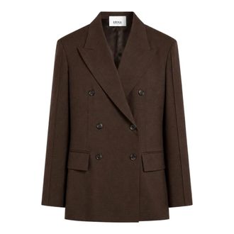 Erika Cavallini Semi Couture Blazer Ambra Doble Botonadura - Jackets - Mujer - Marr&oacute;n - XL