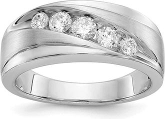 Diamond2Deal 14k White Gold Lab Grown Diamond Wedding Band Ring 1/2Ct Clarity- VS Color- D-E