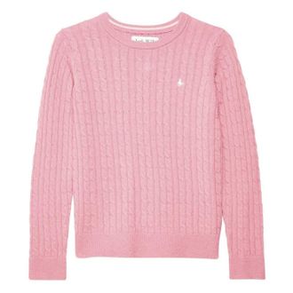 Jack Wills Dames/Dames Tinsbury Kabelgebreide Trui van Merinowol met Lange Mouwen (Roze)