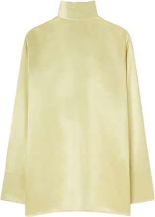 Jil Sander roll-neck satin blouse - women - Viscose/Cupro - 40 - Green