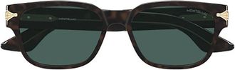 Montblanc Mb 0479S Zonnebril - Heren - Zonnebrillen - Bruin - 55 MM - Nylon - Accessoires