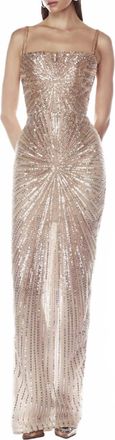 Bronx and Banco Dahlia Sequined Maxi Dress In Gold