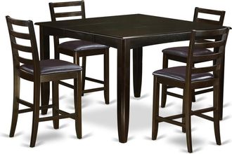 East West Furniture 5 PC Counter height Table set- Table and 4 Leather Stools