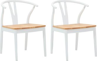 vidaXL Silla De Comedor 2 Uds. Madera De Caucho S&oacute;lido Y Natural Vidaxl