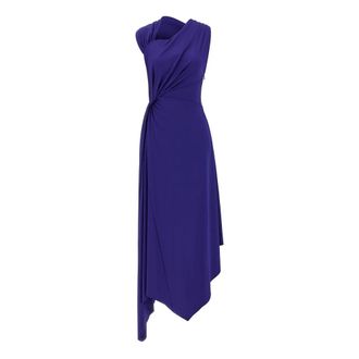 Victoria Beckham Midi Dresses, female, Blue, Size: XS Fluid Drape Midi Dress