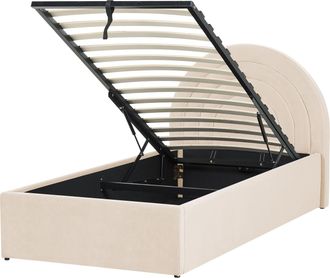 Beliani Beliani - Cama Con Almacenaje De Terciopelo Rosa 90 X 200 Cm Cabecero Almacenaje Anet