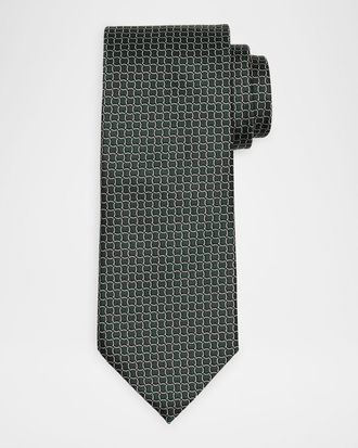 Ermenegildo Zegna Men & apos;s Geometric Net Silk Tie