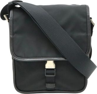 Prada Pre-owned Cross Body Bags, female, Black, Size: ONE SIZE Pre-owned Nylon Cross Body Bag