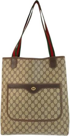 Gucci Pre-owned Vintage GG Supreme Canvas Tote Shoulder Bag - Dames - Vintage Shopper - Beige - ONE Size - Vintage