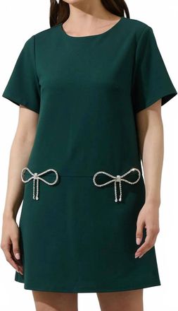 Sugarlips Bow Shift Mini Dress In Emerald