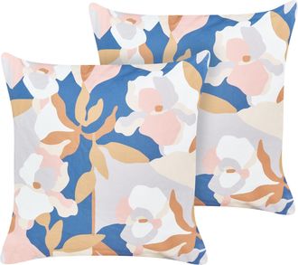 Beliani Beliani - Conjunto De 2 Cojines De Jard&iacute;n Almohada De Exterior 45 X 45 Cm Poli&eacute;ster Impermeable Estampado Floral Multicolor Verezzi