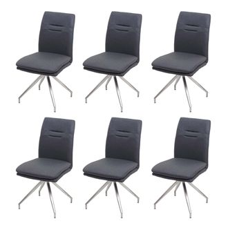Hhg Hhg - Nunca Usado] Juego De 6 Sillas De Comedor 922, Silla De Cocina Sill&oacute;n Silla, Tela/textil Acero Inoxidable Cepillado, Gris Oscuro