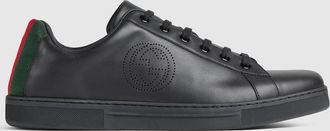 Gucci Mens Gucci Ace Sneaker, Black, Leather