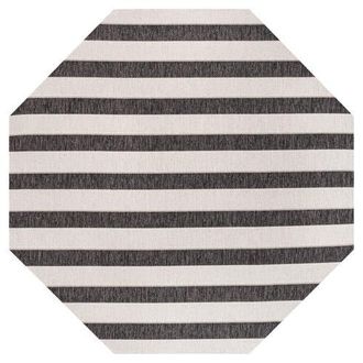Jonathan Y Designs Aveiro Wide Stripe Octagon Indoor/Outdoor Area Rug in Black/cream at Nordstrom, Size 5Ft 0In X 5Ft 0In
