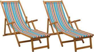 vidaXL Tumbona Plegable 2 Pcs 3 Posici&oacute;n Madera De Eucalipto Maciza Vidaxl