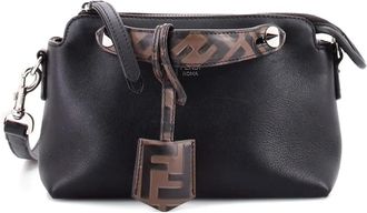 Fendi By The Way Leather with Zucca Embossed Detail Mini satchel - Zwart