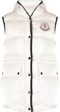 Moncler Hera hooded gilet - women - Polyamide/Goose Down/Polyamide/Feather - 2 - White