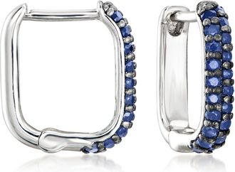 Ross-Simons Sapphire Paper Clip Link Hoop Earrings in Sterling Silver