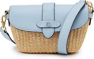 Lauren Ralph Lauren Straw-Leather Small Lynden Shoulder Bag Shoulder Womens Handbags Natural/Alpine Blue