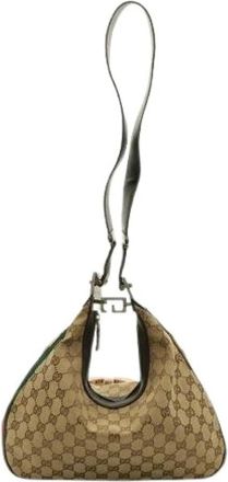 Gucci Pre-owned GG Canvas Schoudertas - Dames - Vintage Schoudertas - Beige - ONE Size - Leer - Vintage