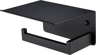 OEM Portarrollos De Papel Higi&eacute;nico Negro Mate Con Estante, Portarrollos De Papel Higi&eacute;nico De Acero Inoxidable 304 A La Izquierda, Montado En La Pared