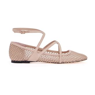 Jimmy Choo London Crystal Mesh Ballerina Flats - female - Jimmy Choo - Ballerina Shoes - Beige - 6 UK - Shoes