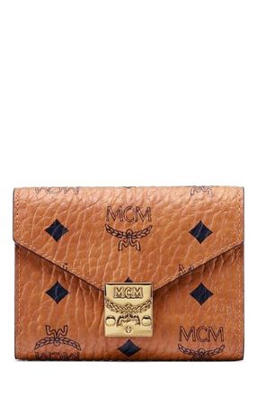 MCM Tracy Trifold Wallet in Visetos in Cognac at Nordstrom