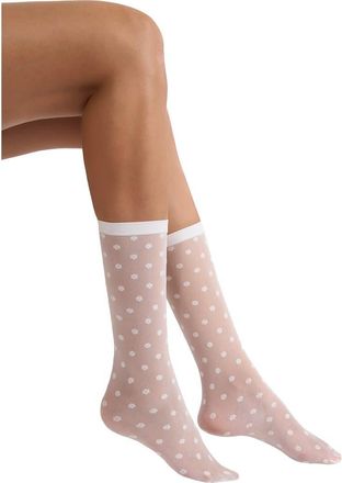 Wolford Daisy Sheer Crew Socks in White/White at Nordstrom