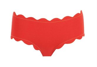 Marysia Swim Womens Pique Scalloped Bikini Bottoms In Poppy/papaya