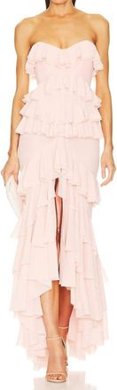 Michael Costello Oleksandra Strapless Maxi Dress In Blush Nude