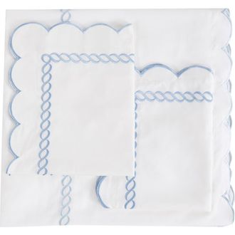 Melange Home Scallop Rope Duvet & Sham Set in White/Blue at Nordstrom Rack, Size Full/queen