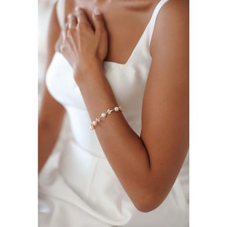 Untamed Petals Forever Pearl and Crystal Bracelet in Gold at Nordstrom