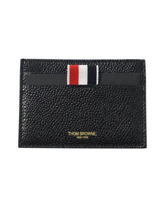 Thom Browne Card Holder with Note Compartment in Black Leather