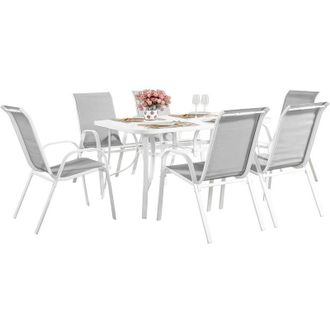 Habitat et Jardin Habitat Et Jardin - Conjunto De Jard&iacute;n Mesa + 6 Sillas De Textileno c&oacute;rdoba - Gris