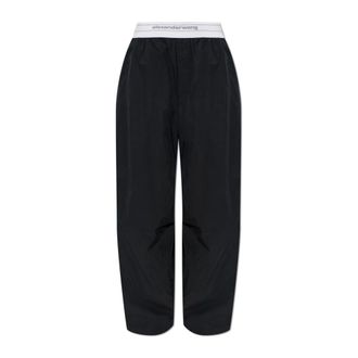 Alexander Wang Wijde Pijpen Broek - Dames - Broeken - Zwart - Maat: XS Katoen