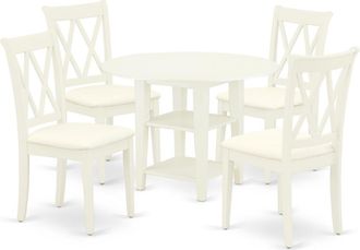 East West Furniture Dining Room Set Linen White, SUCL5-LWH-C