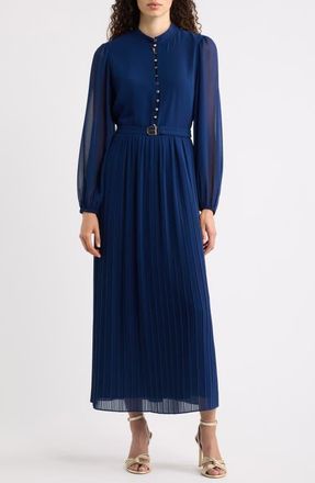 Elie Tahari The Adira Long Sleeve Maxi Dress in Twilight Sky at Nordstrom, Size 16
