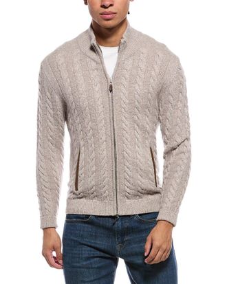 N.Peal N.Peal Aspen Cable 100% Cashmere Mock Neck Cardigan