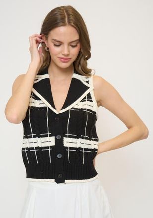 Central Park West Eden Specialty Sitch Sleeveless Vest in Black Multi at Nordstrom, Size X-Small