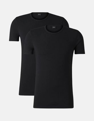 HUGO BOSS Mens BOSS 2 PACK STRETCH COTTON T-SHIRTS BLACK - Size: 44