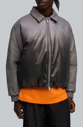 Puma Oversize Faux Leather Bomber Jacket in Shadow Gray at Nordstrom Rack, Size Small