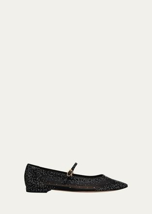 Gianvito Rossi Strass Organza Mary Jane Ballerina Flats