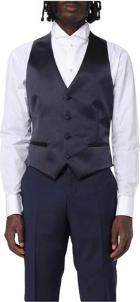 Emporio Armani Waistcoats, male, Blue, XL, Satin Suit Vest for Formal Occasions