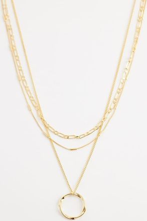 Orelia Collana a strati con ciondolo a cerchio aperto placcata oro 18K