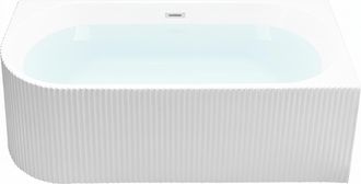 Beliani Beliani - Ba&ntilde;era Esquinera Izquierda Moderna 170 X 80 Cm Acabado Acr&iacute;lico Acanalado Ba&ntilde;o Mate Blanco Gocta