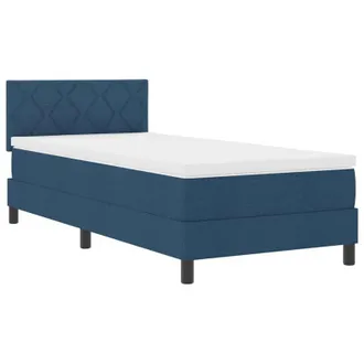 vidaXL Cama Box Spring Con Colch&oacute;n Azul Oscuro 90 X 200 Cm Tela Vidaxl